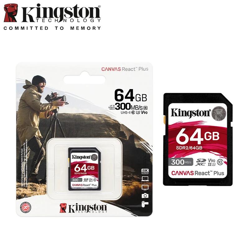 Kingston Canvas React Plus SD ī, 4K/8K ī޶ V90 UHS-II ÷ ī, 32GB, 64GB, 128GB, 256GB ޸ ī, ִ 300 MB/s б